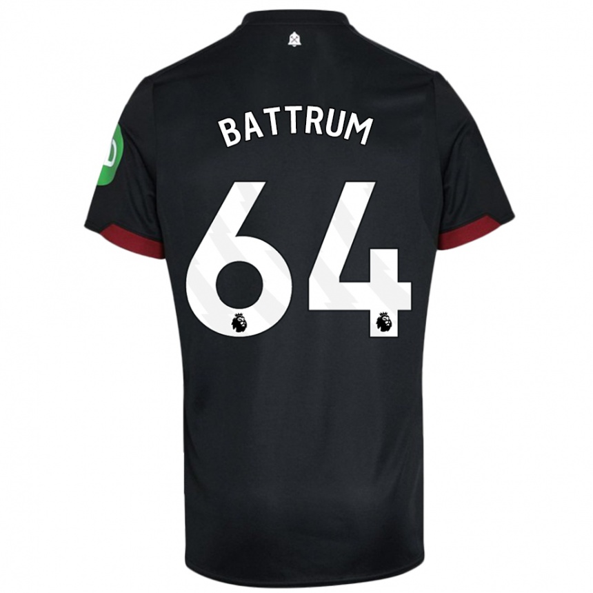 Kinder Fußball Ryan Battrum #64 Schwarz Weiß Auswärtstrikot Trikot 2024/25 T-Shirt Luxemburg