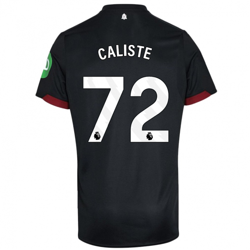 Kinder Fußball Gabriel Caliste #72 Schwarz Weiß Auswärtstrikot Trikot 2024/25 T-Shirt Luxemburg