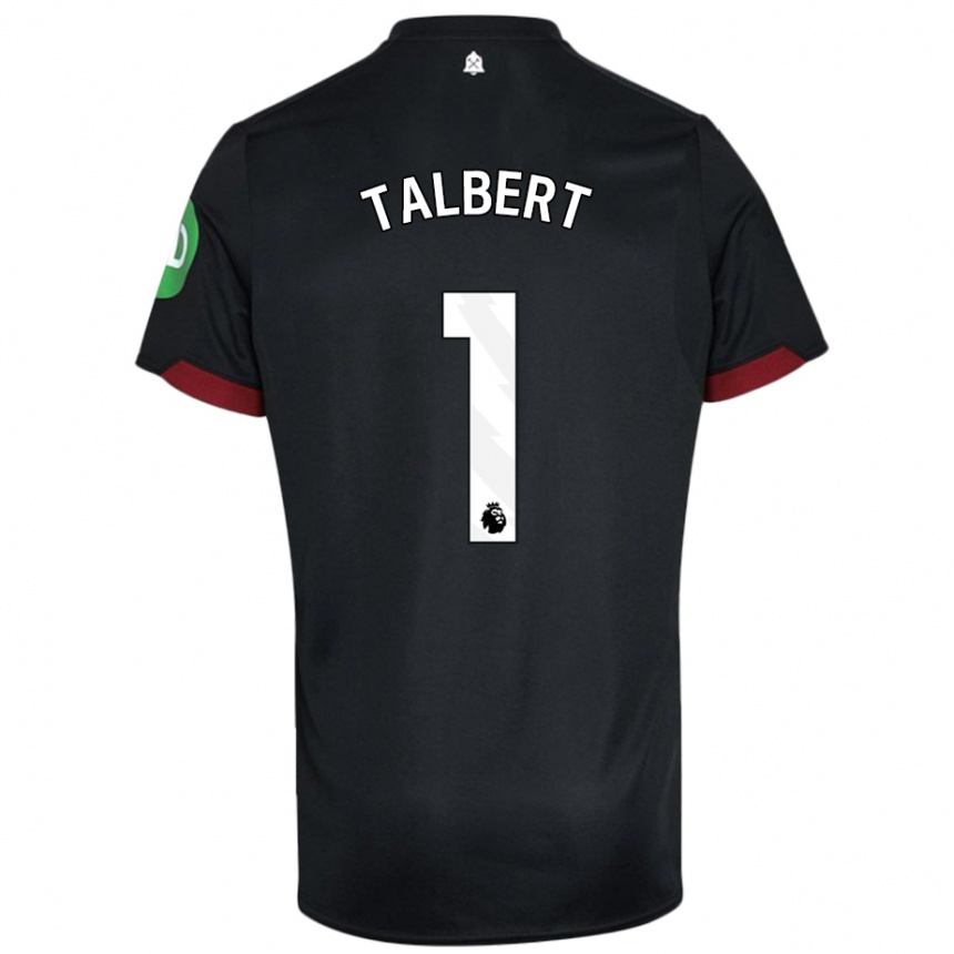 Kinder Fußball Katelin Talbert #1 Schwarz Weiß Auswärtstrikot Trikot 2024/25 T-Shirt Luxemburg