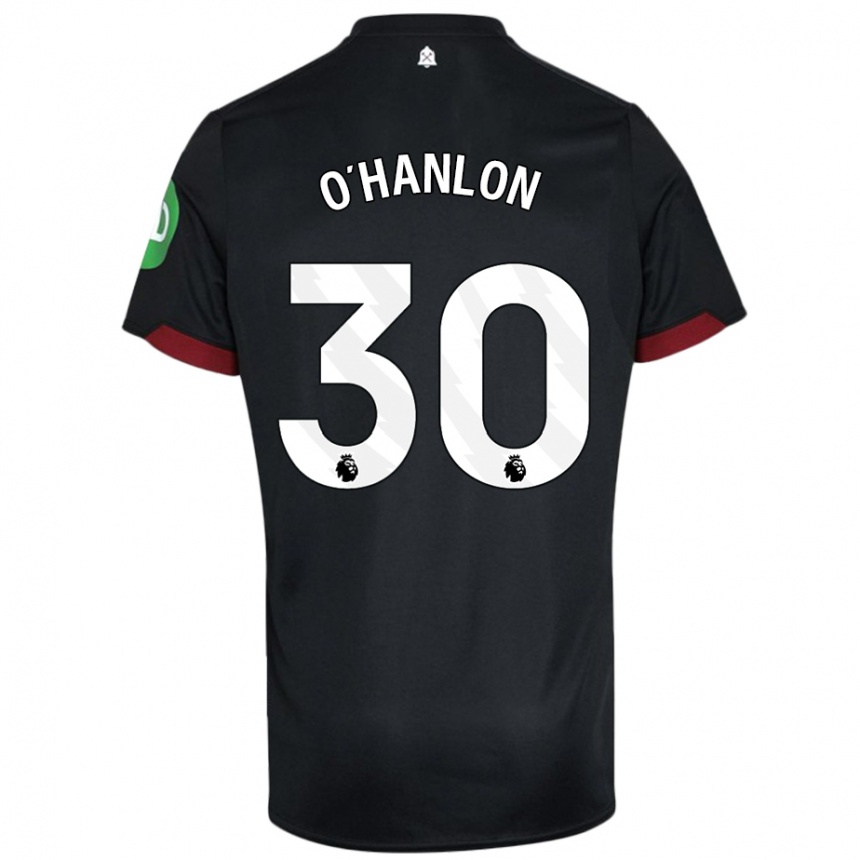 Kinder Fußball Katie O'hanlon #30 Schwarz Weiß Auswärtstrikot Trikot 2024/25 T-Shirt Luxemburg