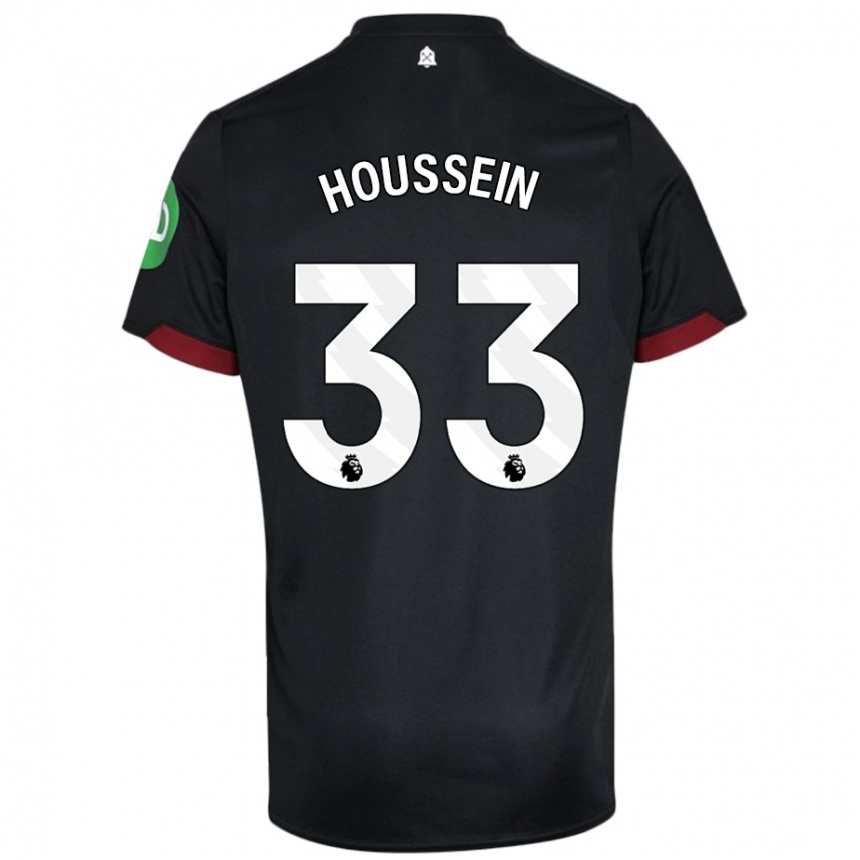 Kinder Fußball Halle Houssein #33 Schwarz Weiß Auswärtstrikot Trikot 2024/25 T-Shirt Luxemburg