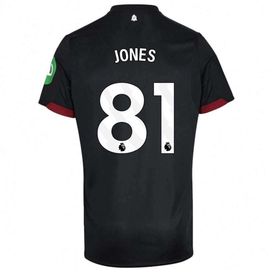 Kinder Fußball Liam Jones #81 Schwarz Weiß Auswärtstrikot Trikot 2024/25 T-Shirt Luxemburg