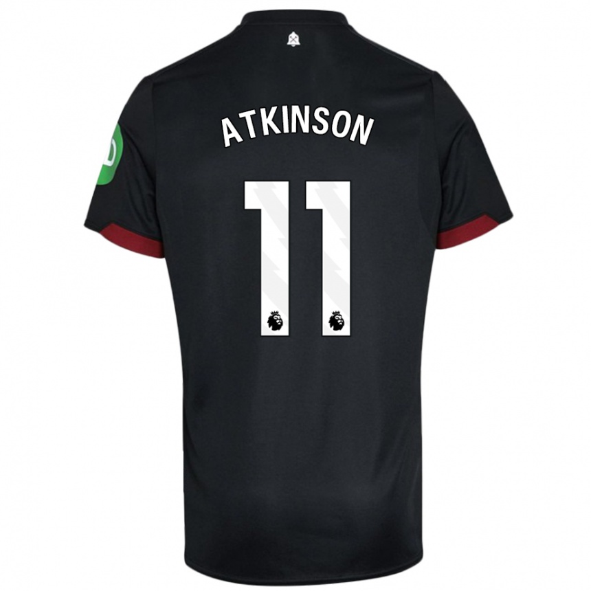 Kinder Fußball Izzy Atkinson #11 Schwarz Weiß Auswärtstrikot Trikot 2024/25 T-Shirt Luxemburg