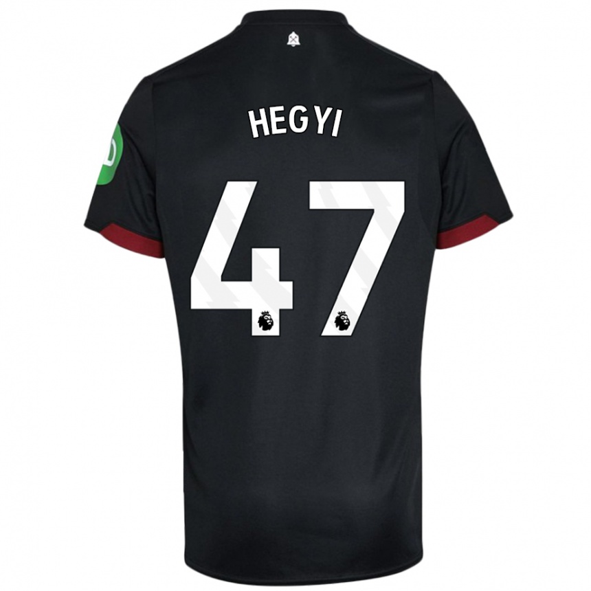 Kinder Fußball Krisztian Hegyi #47 Schwarz Weiß Auswärtstrikot Trikot 2024/25 T-Shirt Luxemburg