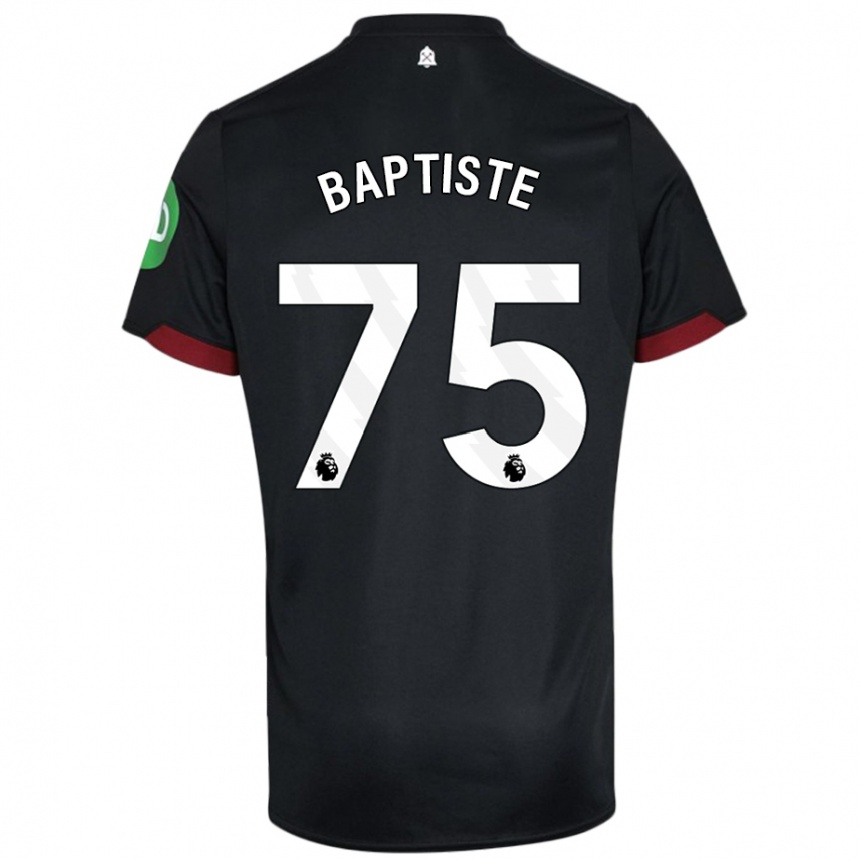 Kinder Fußball Jamal Baptiste #75 Schwarz Weiß Auswärtstrikot Trikot 2024/25 T-Shirt Luxemburg