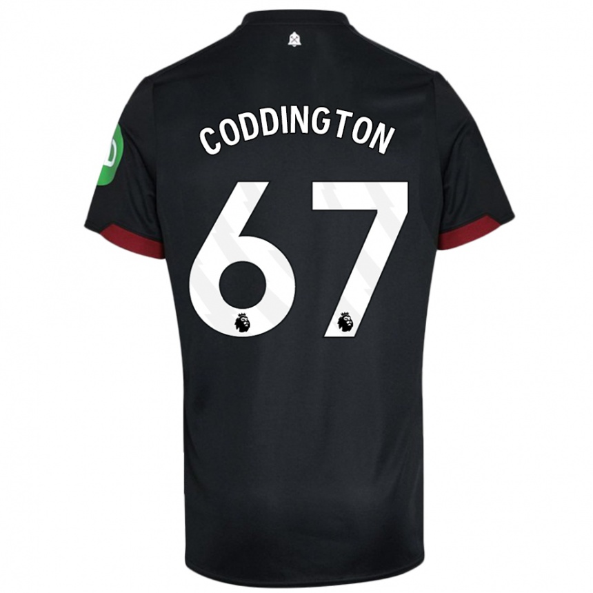 Kinder Fußball Remy Coddington #67 Schwarz Weiß Auswärtstrikot Trikot 2024/25 T-Shirt Luxemburg