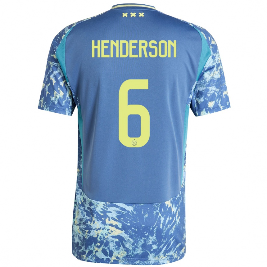 Kinder Fußball Jordan Henderson #6 Grau Blau Gelb Auswärtstrikot Trikot 2024/25 T-Shirt Luxemburg