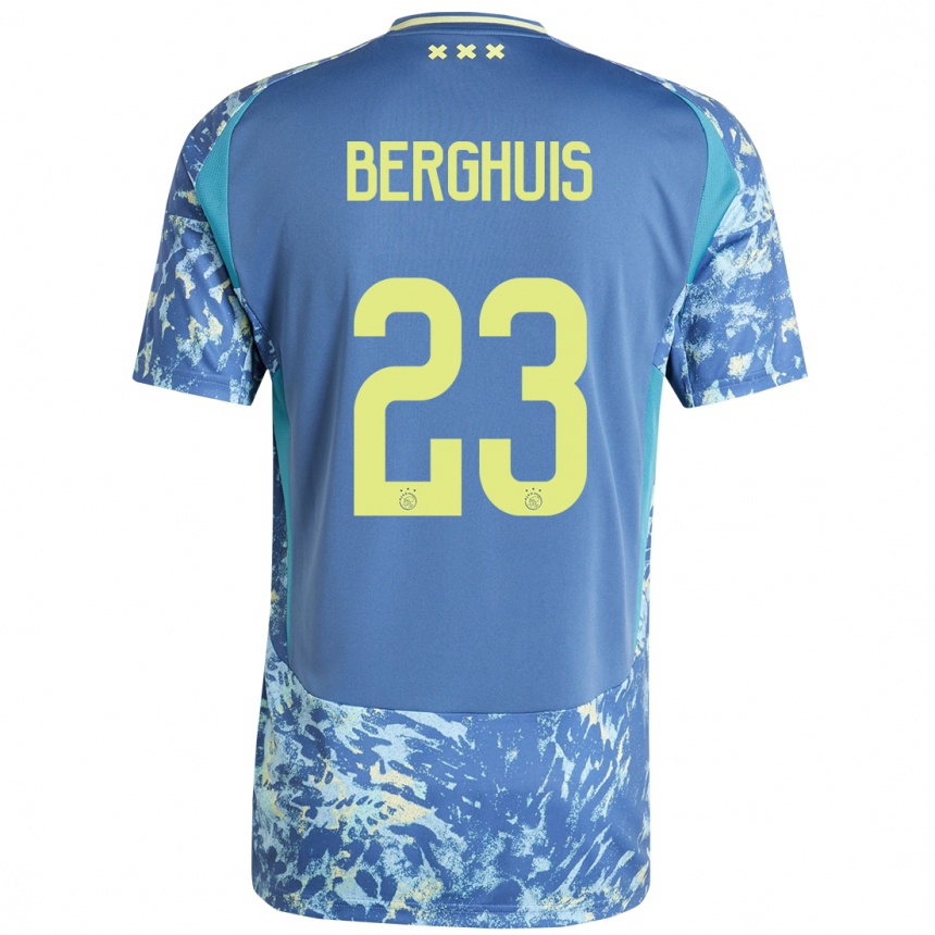 Kinder Fußball Steven Berghuis #23 Grau Blau Gelb Auswärtstrikot Trikot 2024/25 T-Shirt Luxemburg