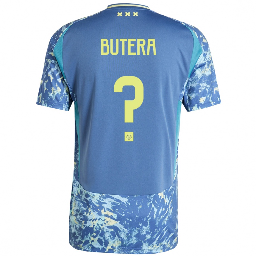 Kinder Fußball Ethan Butera #0 Grau Blau Gelb Auswärtstrikot Trikot 2024/25 T-Shirt Luxemburg