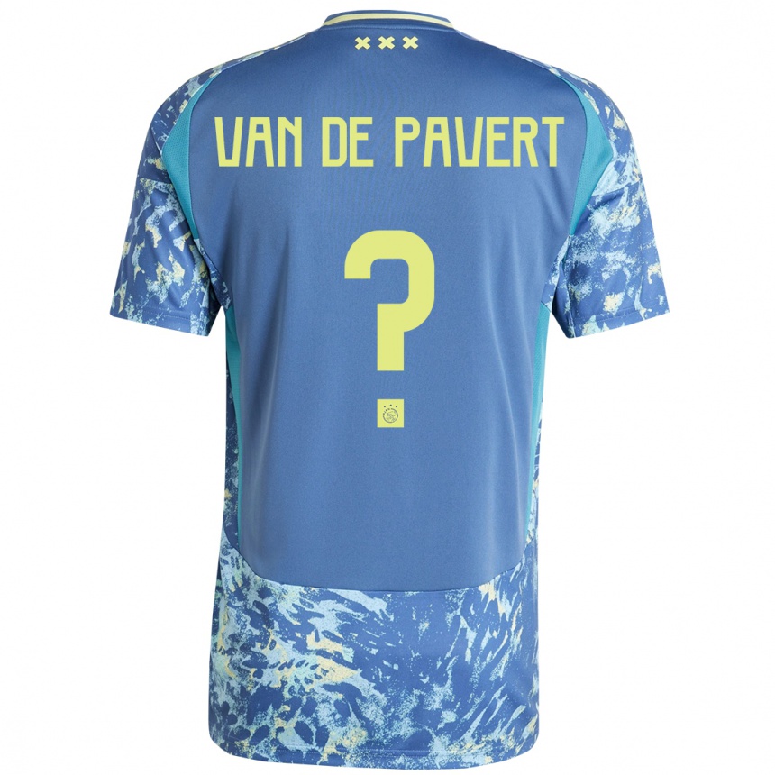 Kinder Fußball Ryan Van De Pavert #0 Grau Blau Gelb Auswärtstrikot Trikot 2024/25 T-Shirt Luxemburg