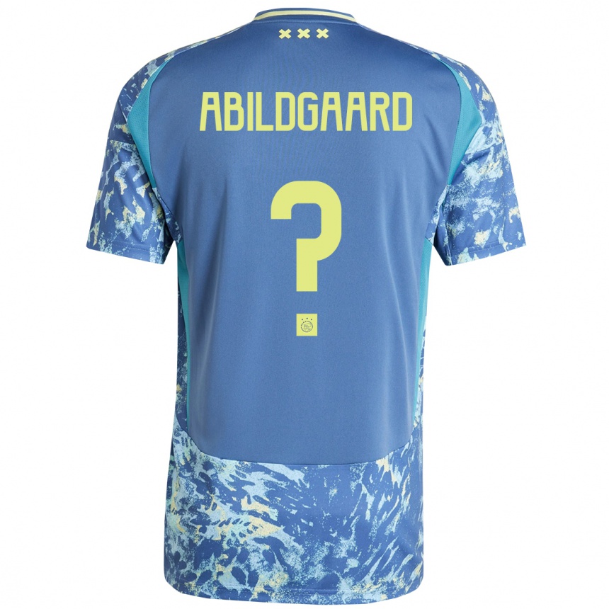 Kinder Fußball Lasse Abildgaard #0 Grau Blau Gelb Auswärtstrikot Trikot 2024/25 T-Shirt Luxemburg