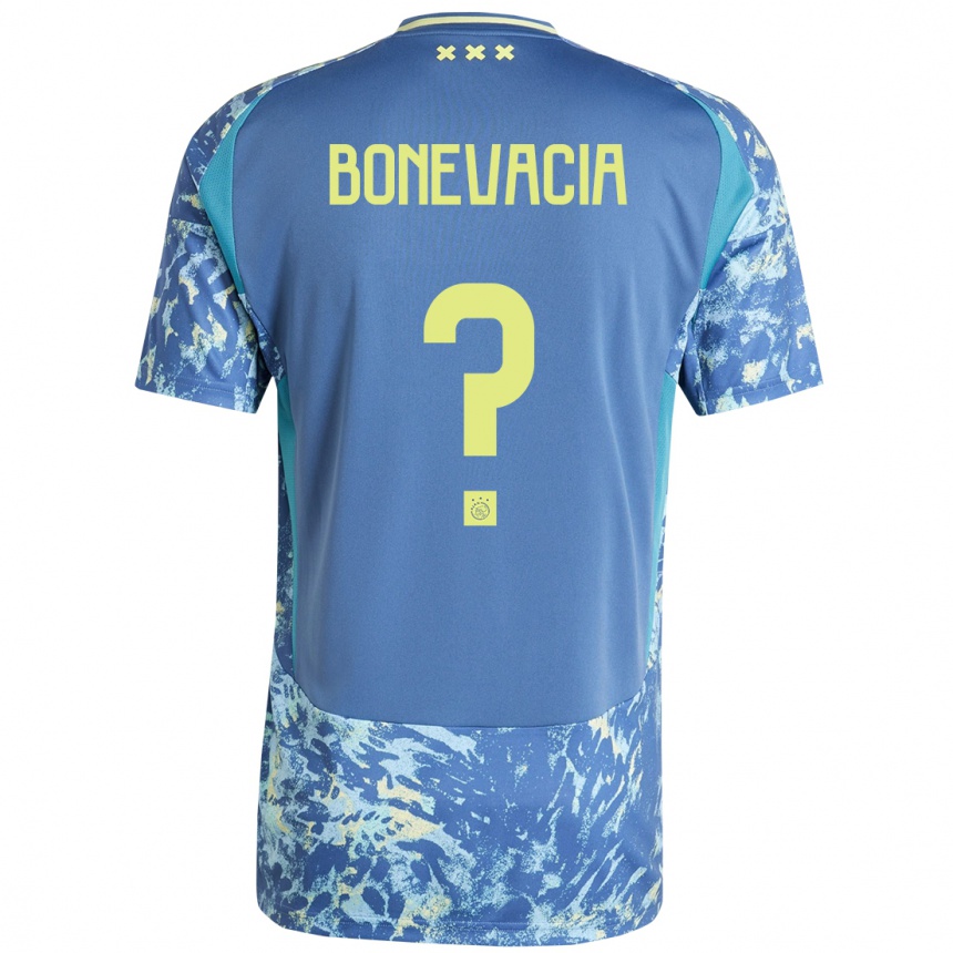 Kinder Fußball Giuliano Bonevacia #0 Grau Blau Gelb Auswärtstrikot Trikot 2024/25 T-Shirt Luxemburg