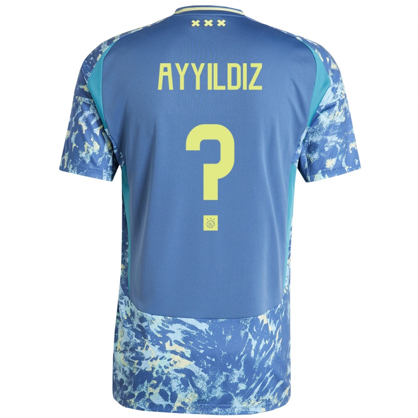 Kinder Fußball Hasan Ayyildiz #0 Grau Blau Gelb Auswärtstrikot Trikot 2024/25 T-Shirt Luxemburg