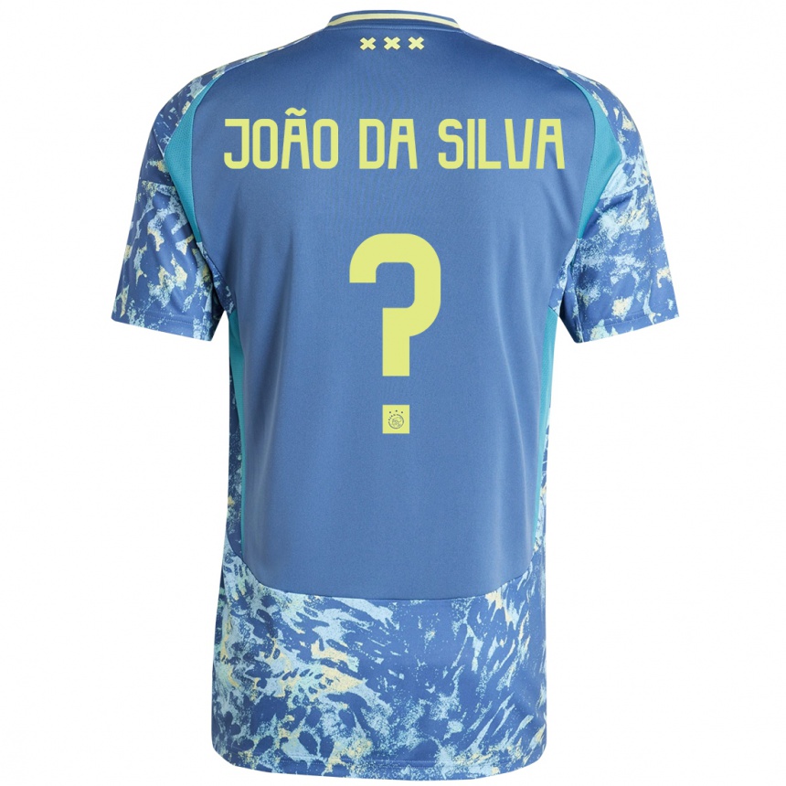 Kinder Fußball Miguel João Da Silva #0 Grau Blau Gelb Auswärtstrikot Trikot 2024/25 T-Shirt Luxemburg