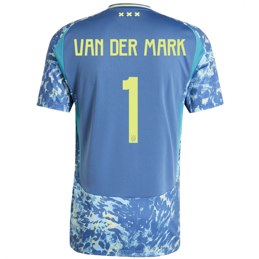 Kinder Fußball Jesper Van Der Mark #1 Grau Blau Gelb Auswärtstrikot Trikot 2024/25 T-Shirt Luxemburg