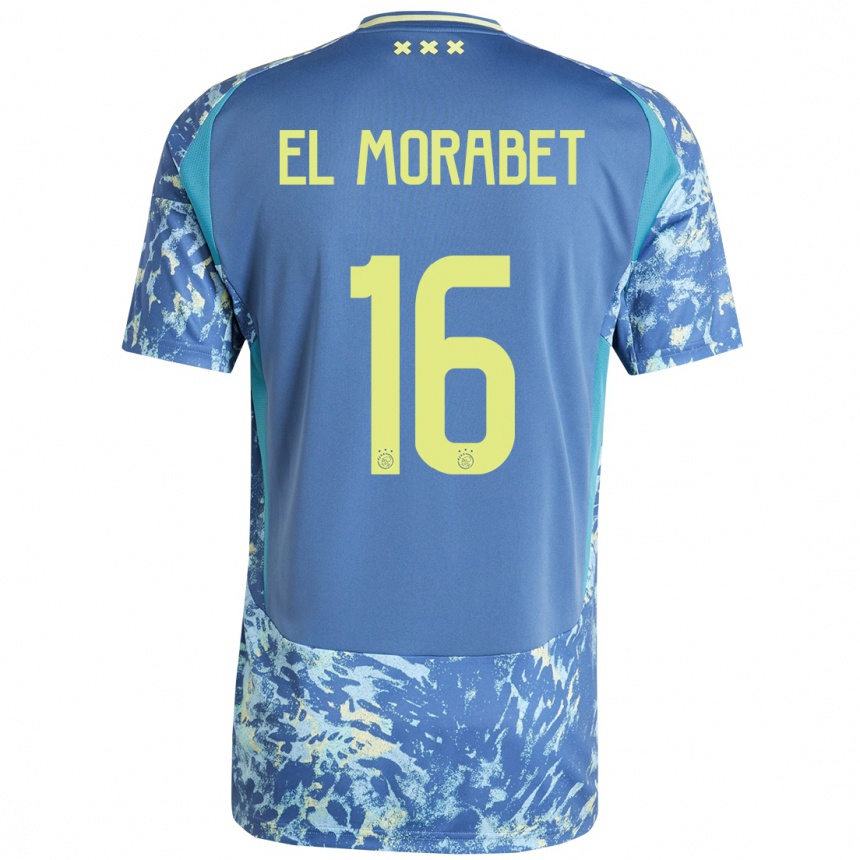 Kinder Fußball Younes El Morabet #16 Grau Blau Gelb Auswärtstrikot Trikot 2024/25 T-Shirt Luxemburg