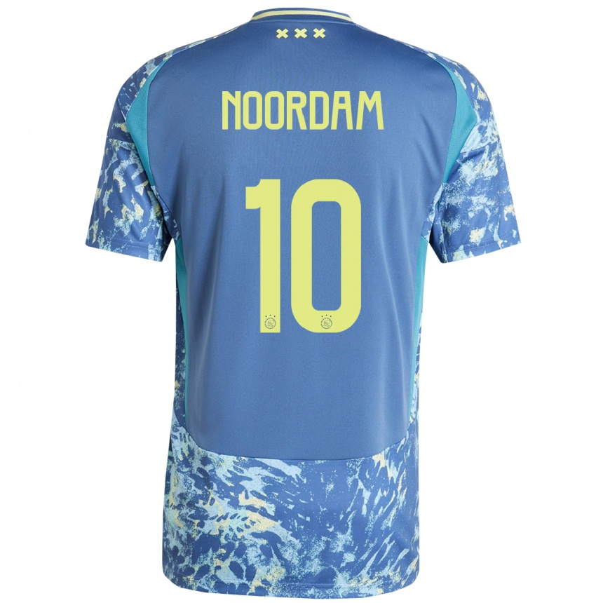 Kinder Fußball Nadine Noordam #10 Grau Blau Gelb Auswärtstrikot Trikot 2024/25 T-Shirt Luxemburg