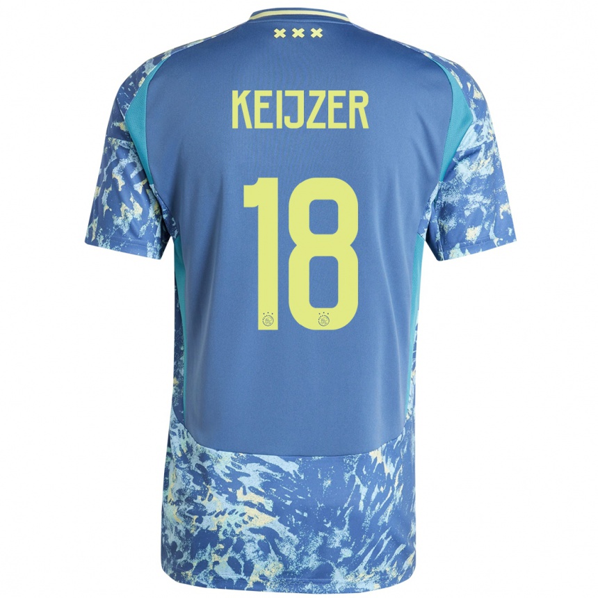 Kinder Fußball Milicia Keijzer #18 Grau Blau Gelb Auswärtstrikot Trikot 2024/25 T-Shirt Luxemburg