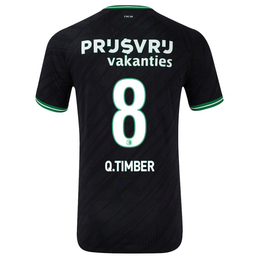 Kinder Fußball Quinten Timber #8 Schwarz Grün Auswärtstrikot Trikot 2024/25 T-Shirt Luxemburg