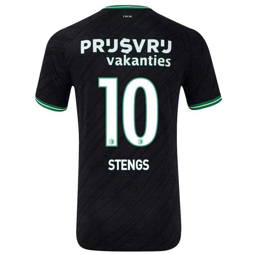 Kinder Fußball Calvin Stengs #10 Schwarz Grün Auswärtstrikot Trikot 2024/25 T-Shirt Luxemburg