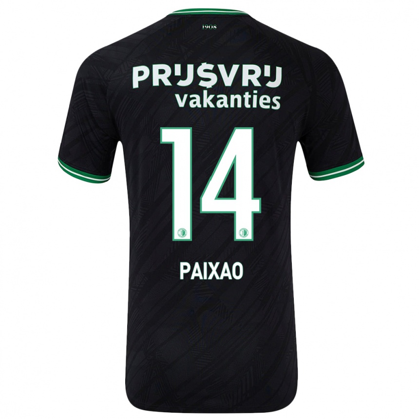 Kinder Fußball Igor Paixão #14 Schwarz Grün Auswärtstrikot Trikot 2024/25 T-Shirt Luxemburg