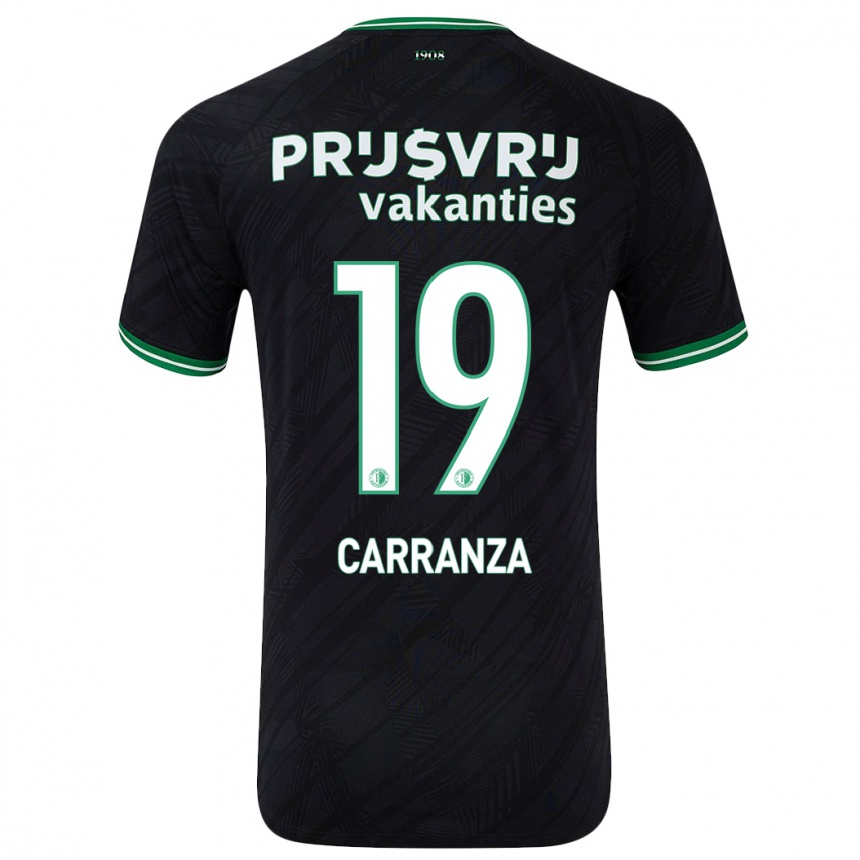 Kinder Fußball Julián Carranza #19 Schwarz Grün Auswärtstrikot Trikot 2024/25 T-Shirt Luxemburg