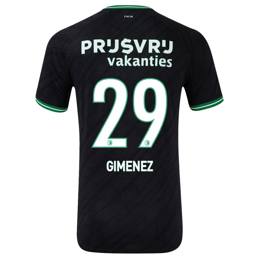 Kinder Fußball Santiago Gimenez #29 Schwarz Grün Auswärtstrikot Trikot 2024/25 T-Shirt Luxemburg