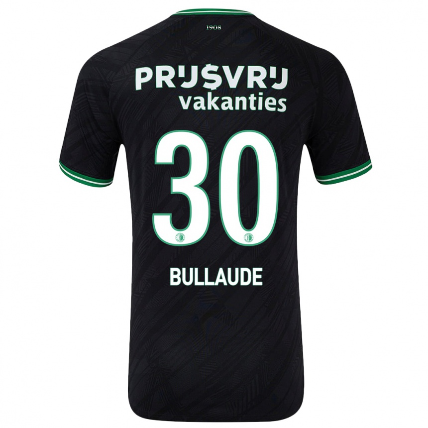 Kinder Fußball Ezequiel Bullaude #30 Schwarz Grün Auswärtstrikot Trikot 2024/25 T-Shirt Luxemburg