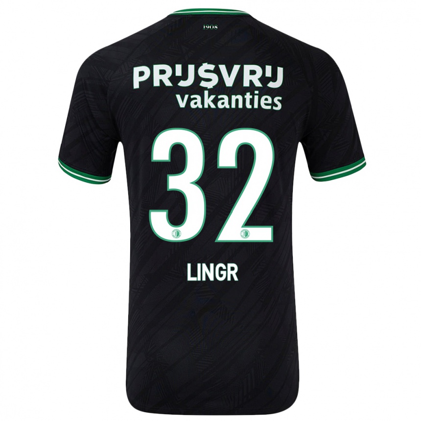 Kinder Fußball Ondrej Lingr #32 Schwarz Grün Auswärtstrikot Trikot 2024/25 T-Shirt Luxemburg