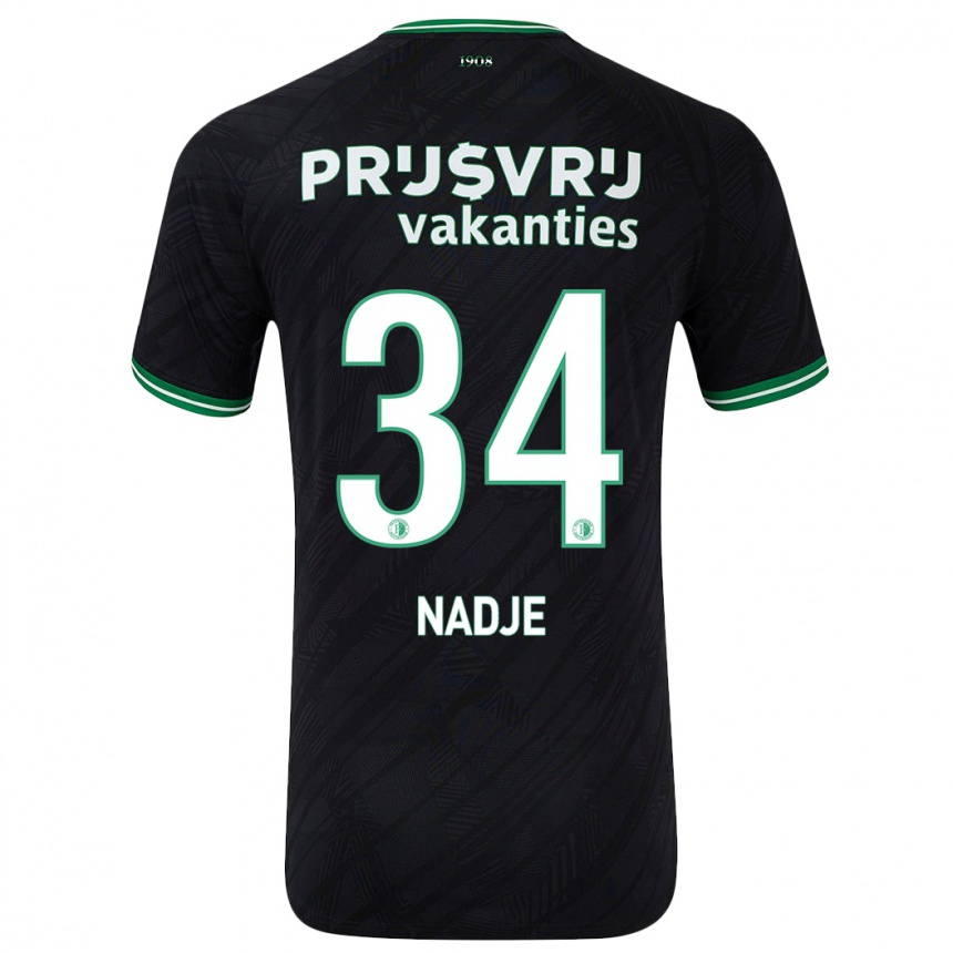 Kinder Fußball Chris-Kévin Nadje #34 Schwarz Grün Auswärtstrikot Trikot 2024/25 T-Shirt Luxemburg