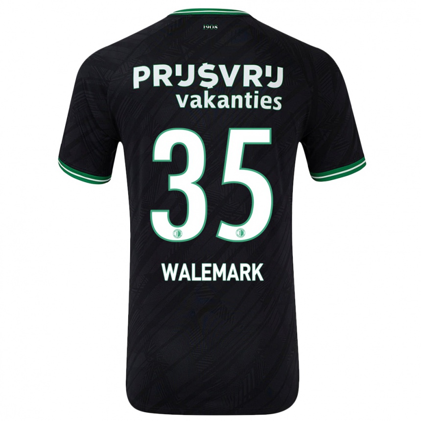 Kinder Fußball Patrik Walemark #35 Schwarz Grün Auswärtstrikot Trikot 2024/25 T-Shirt Luxemburg