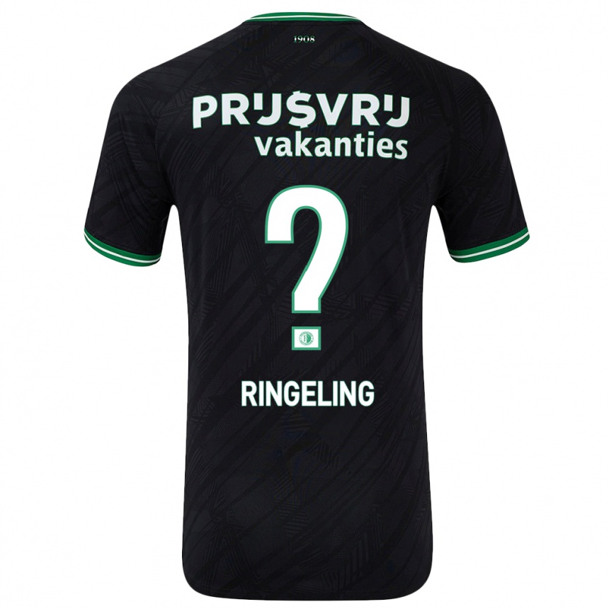 Kinder Fußball Sam Ringeling #0 Schwarz Grün Auswärtstrikot Trikot 2024/25 T-Shirt Luxemburg