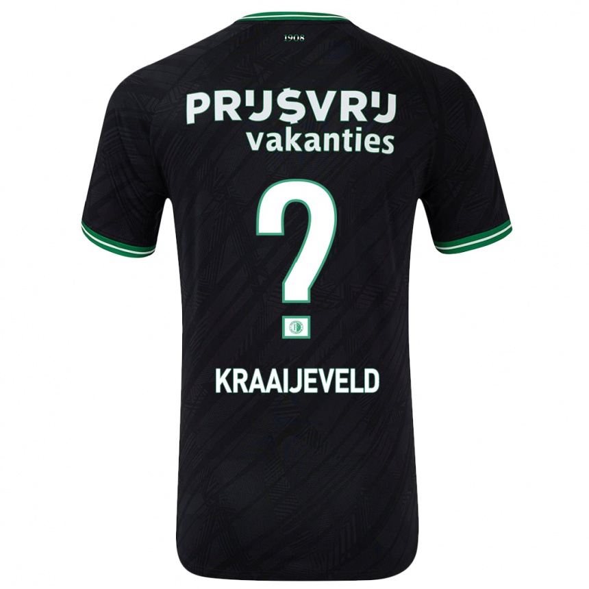 Kinder Fußball Thijs Kraaijeveld #0 Schwarz Grün Auswärtstrikot Trikot 2024/25 T-Shirt Luxemburg