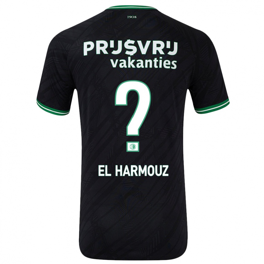 Kinder Fußball Nassim El Harmouz #0 Schwarz Grün Auswärtstrikot Trikot 2024/25 T-Shirt Luxemburg