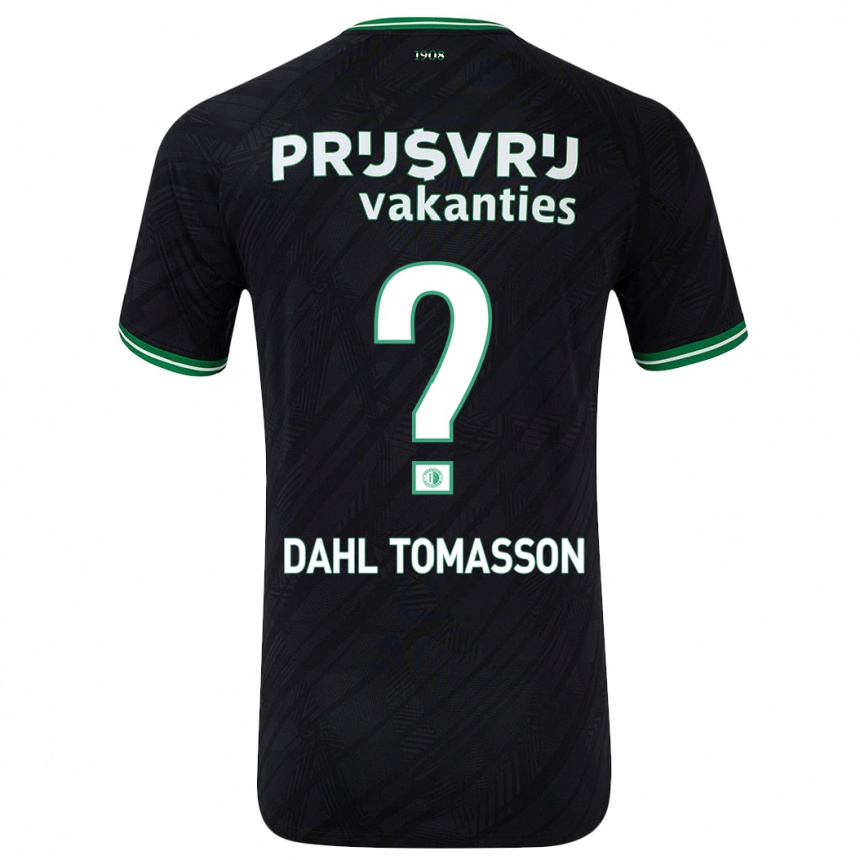 Kinder Fußball Luca Dahl Tomasson #0 Schwarz Grün Auswärtstrikot Trikot 2024/25 T-Shirt Luxemburg