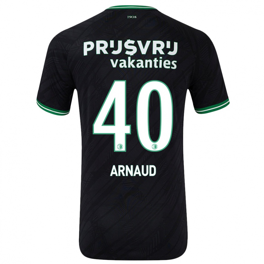 Kinder Fußball Lugene Arnaud #40 Schwarz Grün Auswärtstrikot Trikot 2024/25 T-Shirt Luxemburg