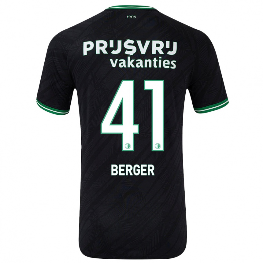 Kinder Fußball Mannou Berger #41 Schwarz Grün Auswärtstrikot Trikot 2024/25 T-Shirt Luxemburg