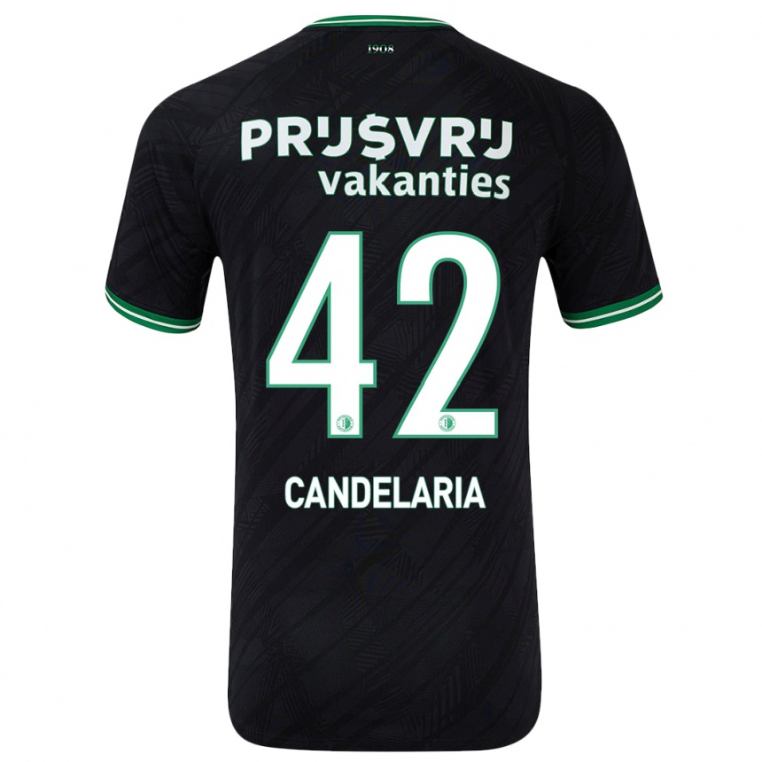 Kinder Fußball Jayden Candelaria #42 Schwarz Grün Auswärtstrikot Trikot 2024/25 T-Shirt Luxemburg