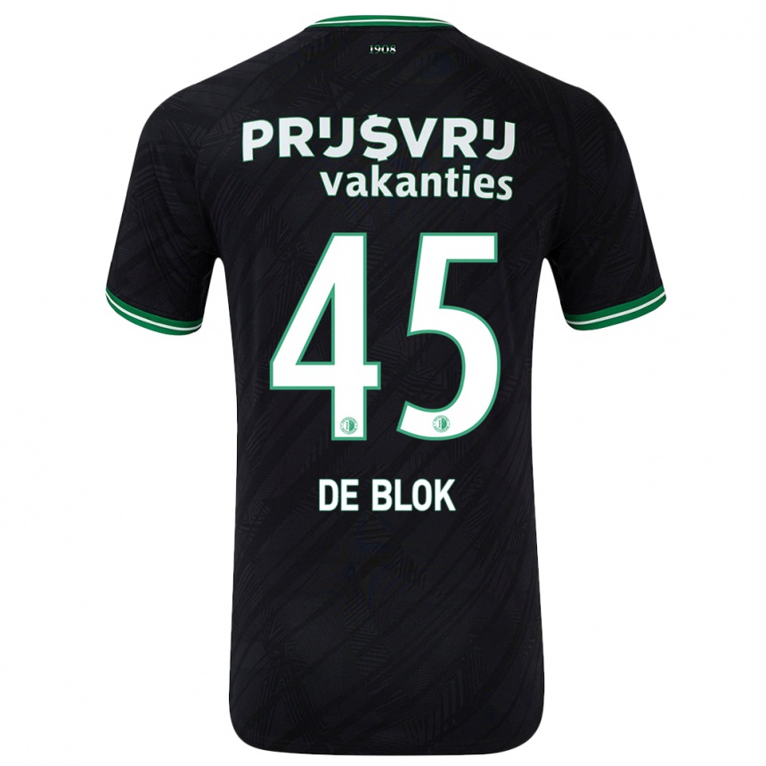 Kinder Fußball Lars De Blok #45 Schwarz Grün Auswärtstrikot Trikot 2024/25 T-Shirt Luxemburg