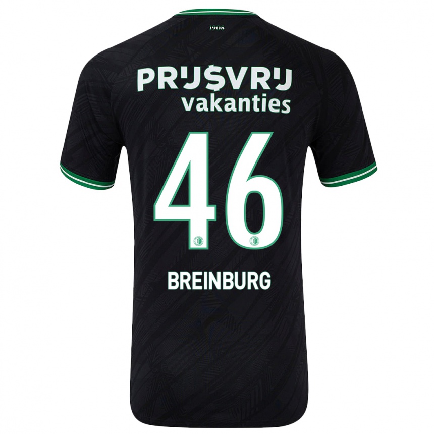 Kinder Fußball Rainey Breinburg #46 Schwarz Grün Auswärtstrikot Trikot 2024/25 T-Shirt Luxemburg