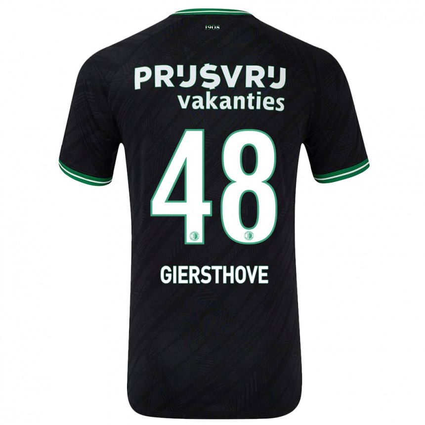 Kinder Fußball Djomar Giersthove #48 Schwarz Grün Auswärtstrikot Trikot 2024/25 T-Shirt Luxemburg