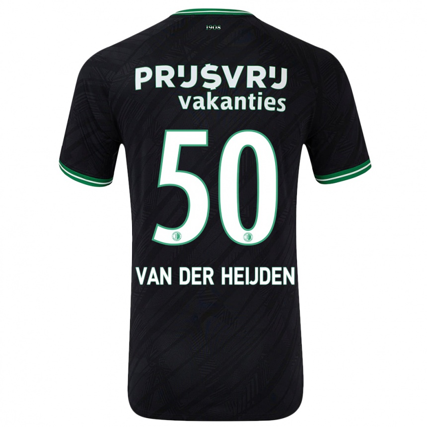 Kinder Fußball Délano Van Der Heijden #50 Schwarz Grün Auswärtstrikot Trikot 2024/25 T-Shirt Luxemburg