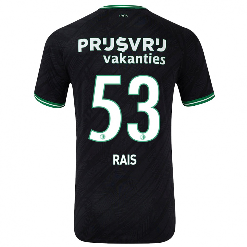 Kinder Fußball Amir Rais #53 Schwarz Grün Auswärtstrikot Trikot 2024/25 T-Shirt Luxemburg