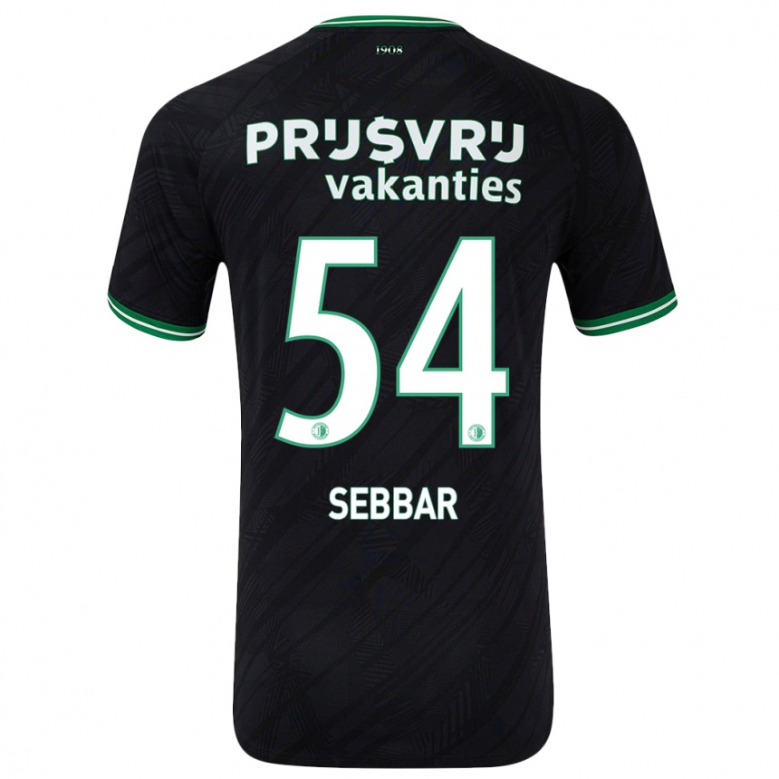 Kinder Fußball Marouane Sebbar #54 Schwarz Grün Auswärtstrikot Trikot 2024/25 T-Shirt Luxemburg