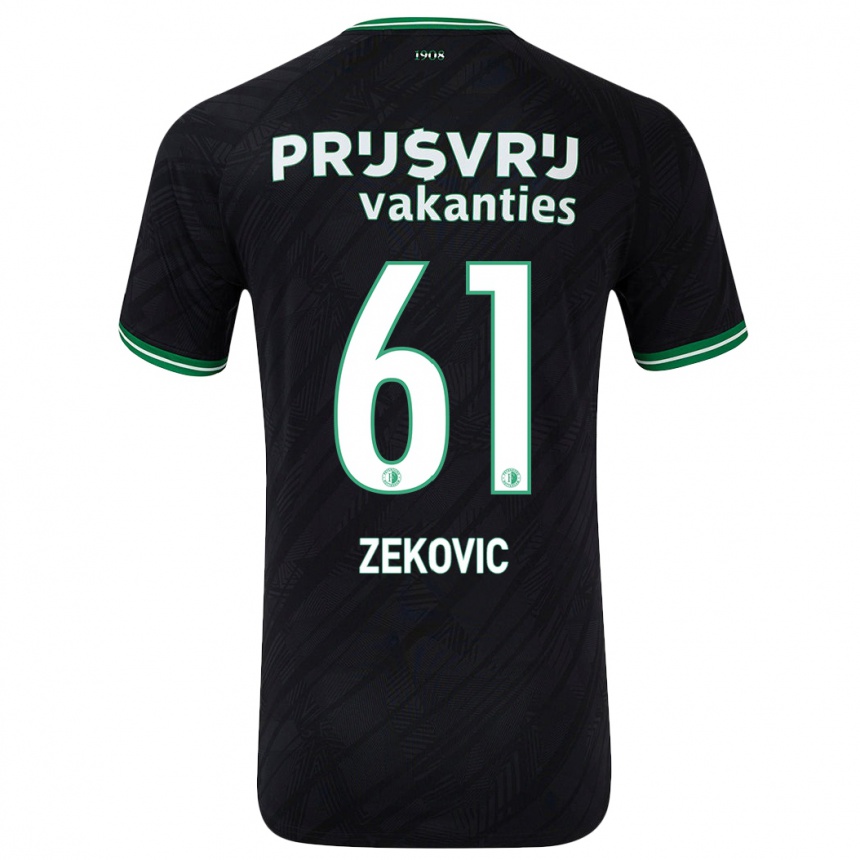 Kinder Fußball Aleks Zekovic #61 Schwarz Grün Auswärtstrikot Trikot 2024/25 T-Shirt Luxemburg