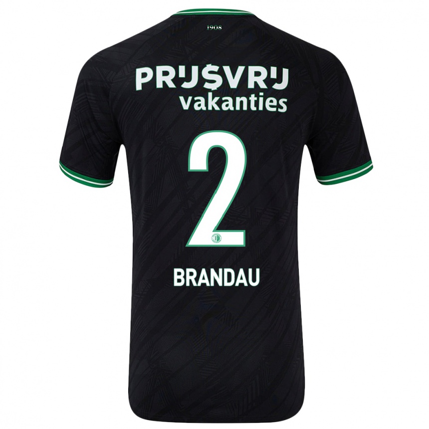 Kinder Fußball Justine Brandau #2 Schwarz Grün Auswärtstrikot Trikot 2024/25 T-Shirt Luxemburg