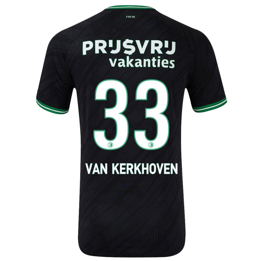 Kinder Fußball Ella Van Kerkhoven #33 Schwarz Grün Auswärtstrikot Trikot 2024/25 T-Shirt Luxemburg