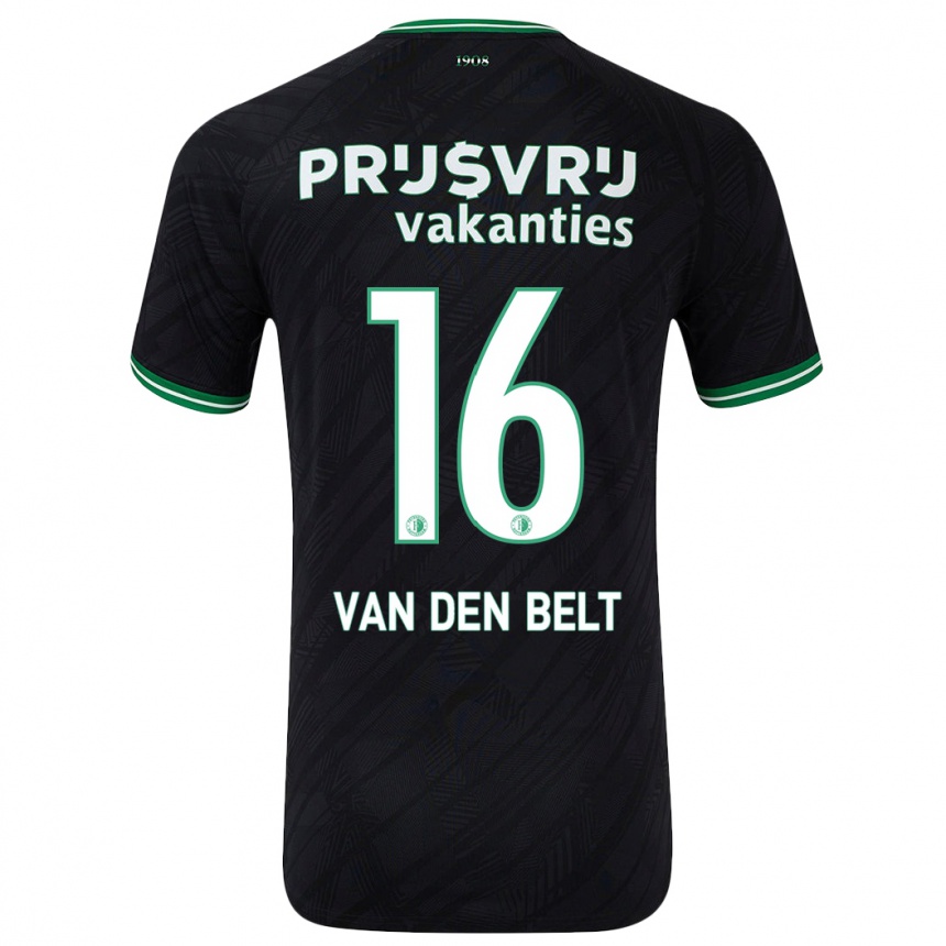 Kinder Fußball Thomas Van Den Belt #16 Schwarz Grün Auswärtstrikot Trikot 2024/25 T-Shirt Luxemburg