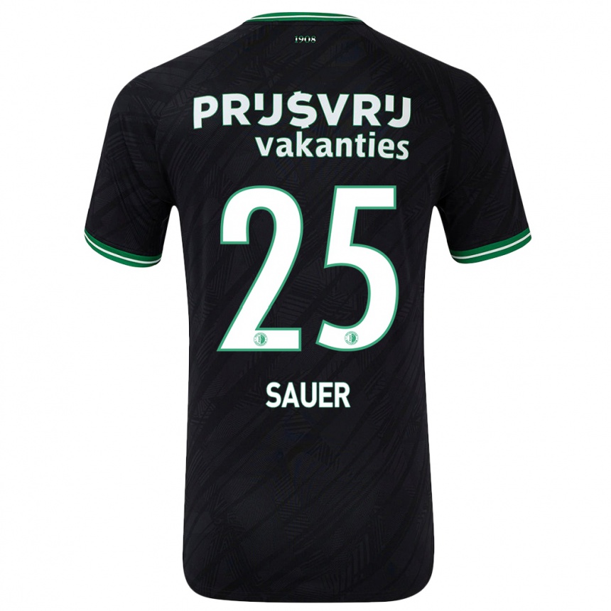 Kinder Fußball Leo Sauer #25 Schwarz Grün Auswärtstrikot Trikot 2024/25 T-Shirt Luxemburg