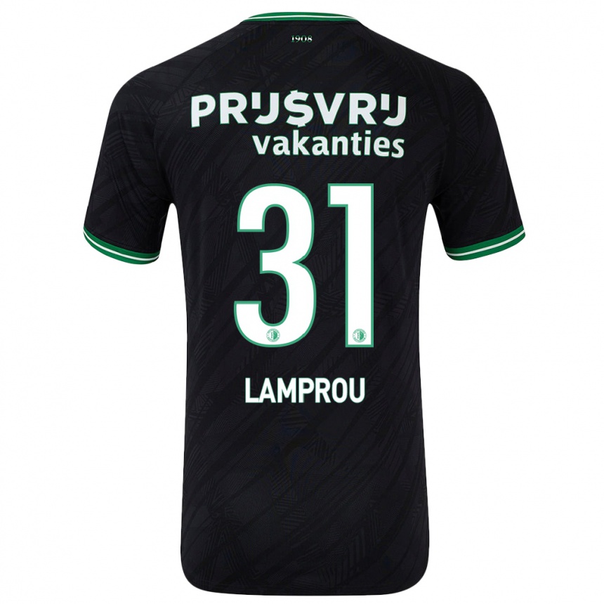 Kinder Fußball Kostas Lamprou #31 Schwarz Grün Auswärtstrikot Trikot 2024/25 T-Shirt Luxemburg